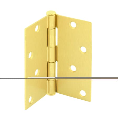 Prime-Line Door Hinge Residential Smooth Pivot, 4 in. x 4 in. with Square Corners, Satin Brass 3 Pack U 1150363